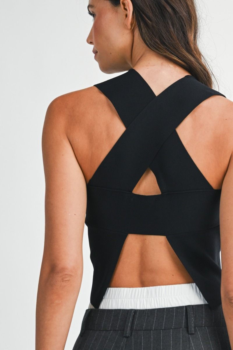 Mable Knit Sleeveless Cut Out Back Top