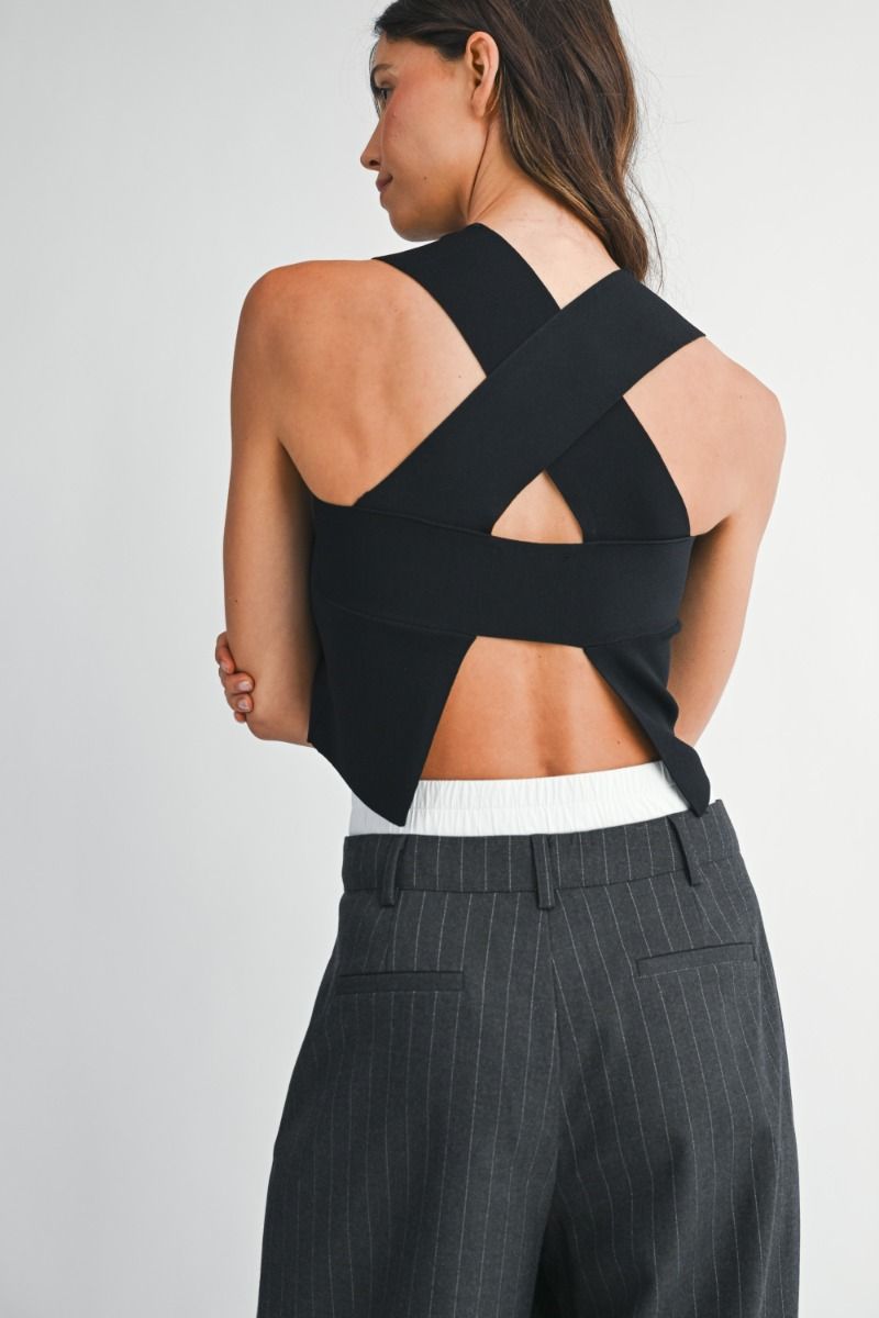 Mable Knit Sleeveless Cut Out Back Top