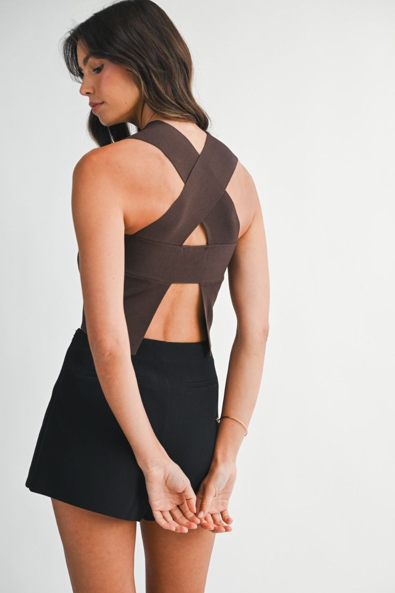 Mable Knit Sleeveless Cut Out Back Top