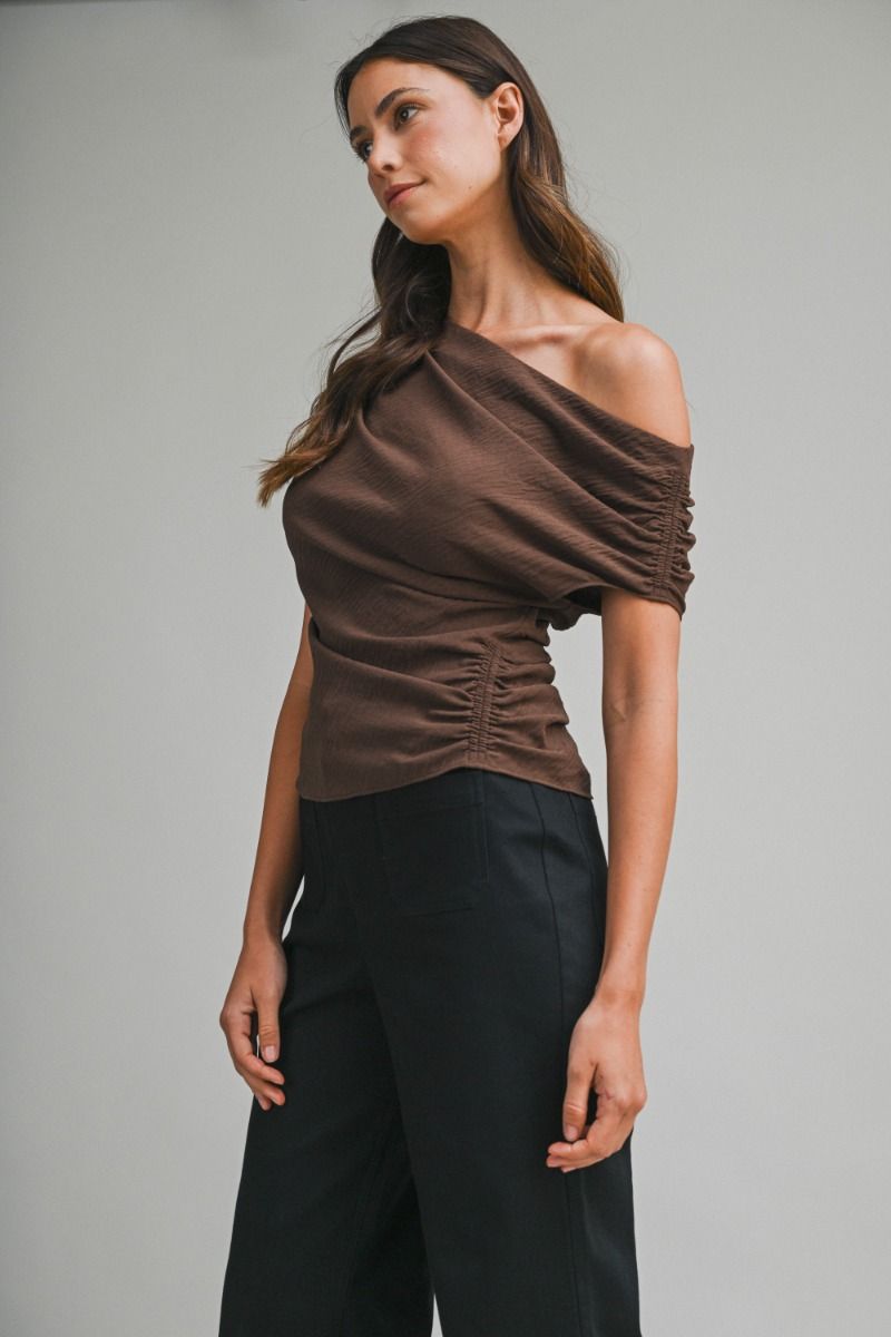 Mable Ruched One Shoulder Top