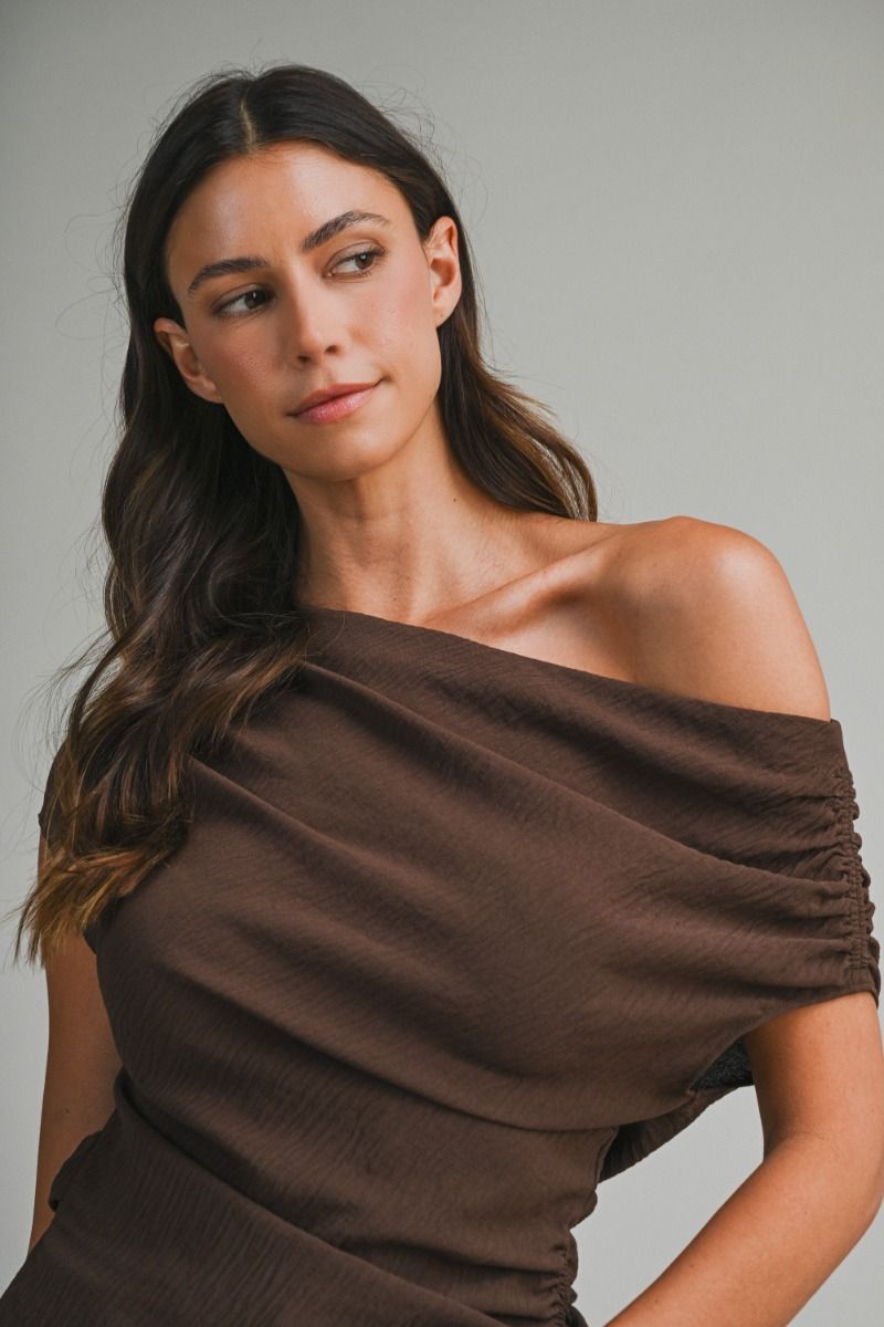 Mable Ruched One Shoulder Top