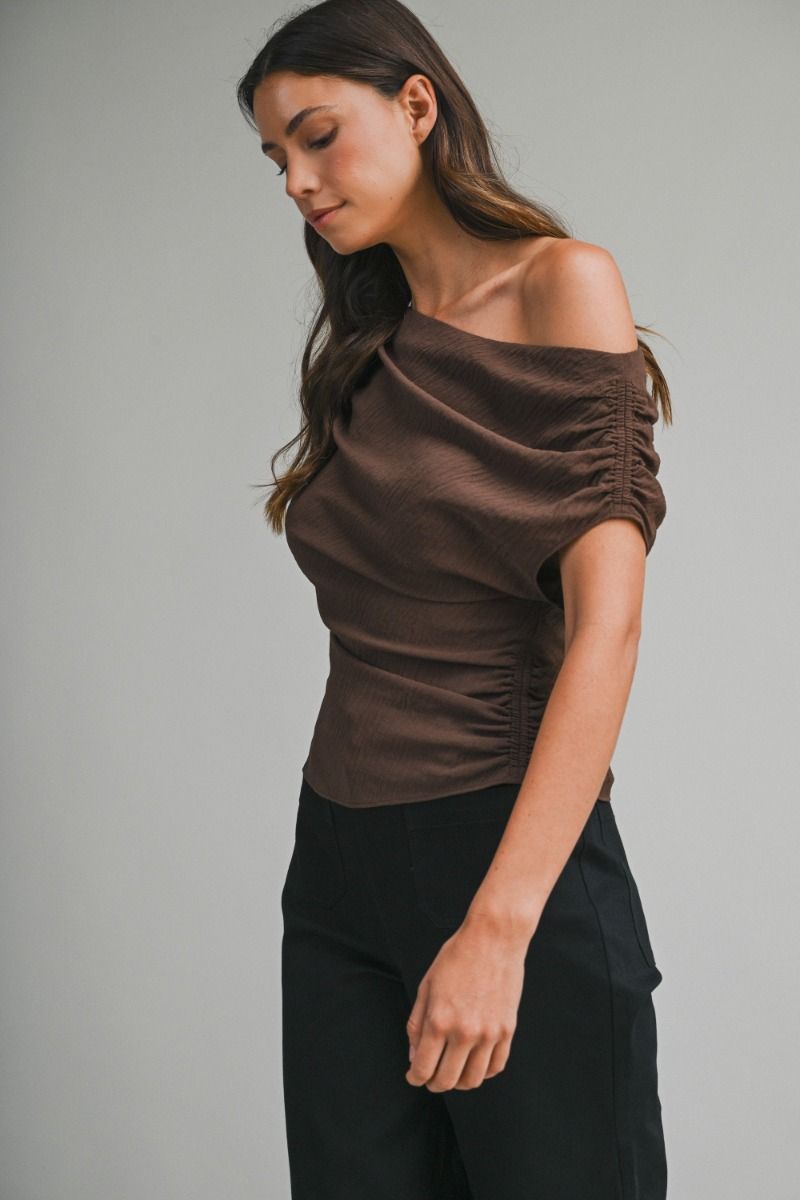 Mable Ruched One Shoulder Top
