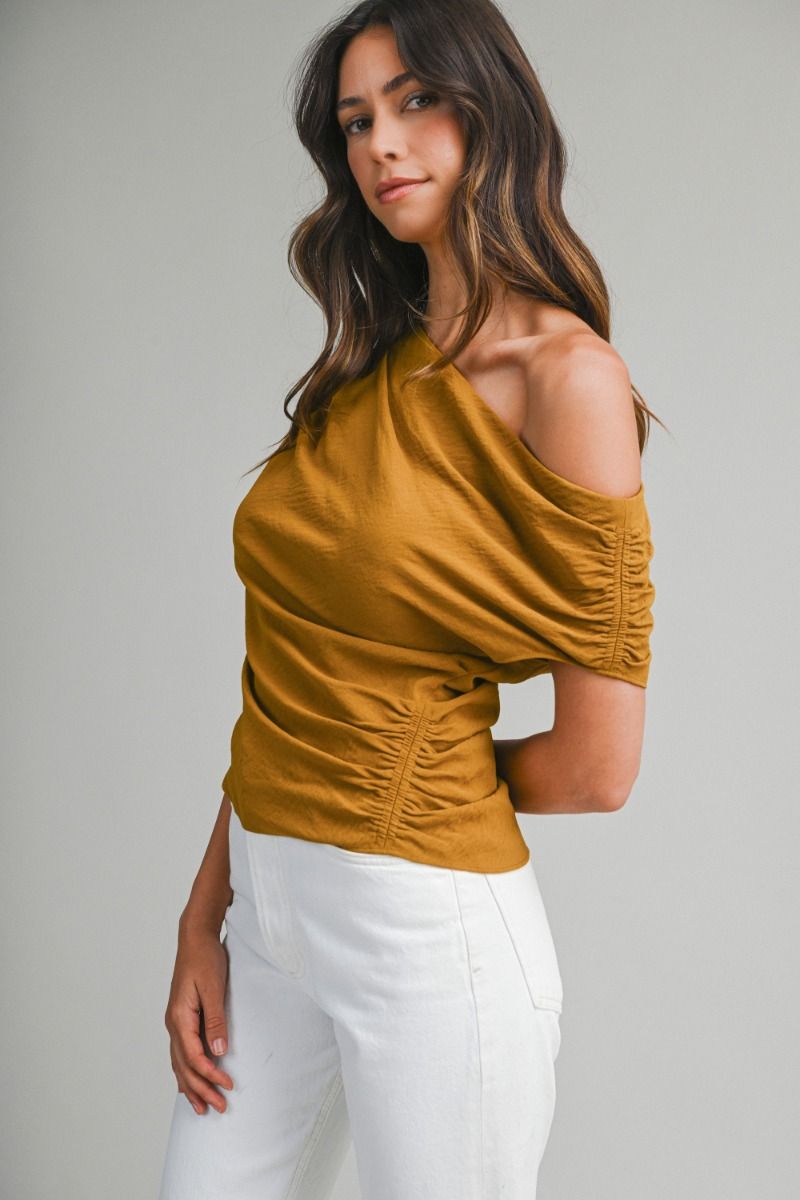 Mable Ruched One Shoulder Top