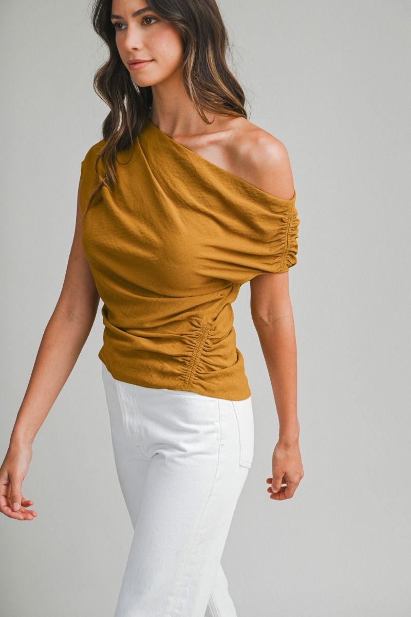 Mable Ruched One Shoulder Top