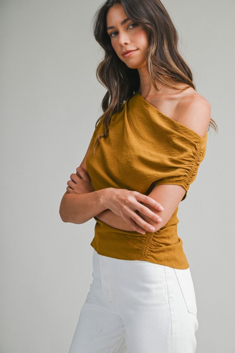 Mable Ruched One Shoulder Top