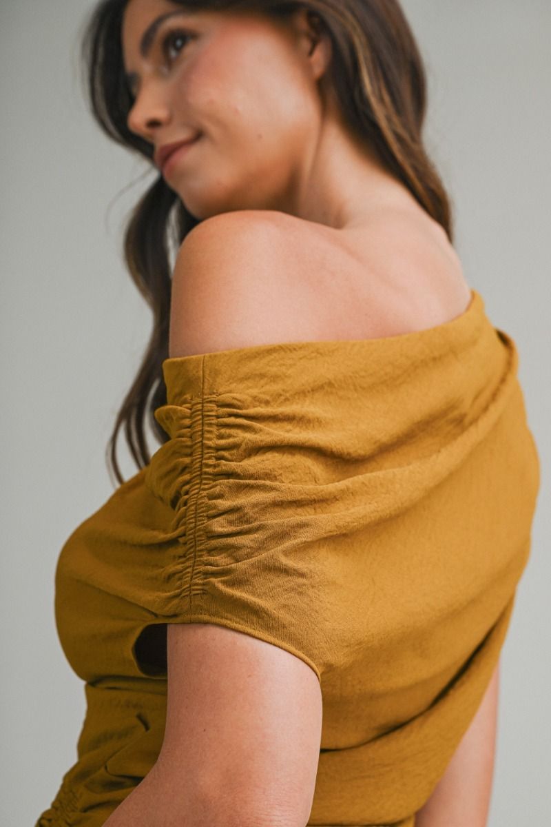 Mable Ruched One Shoulder Top