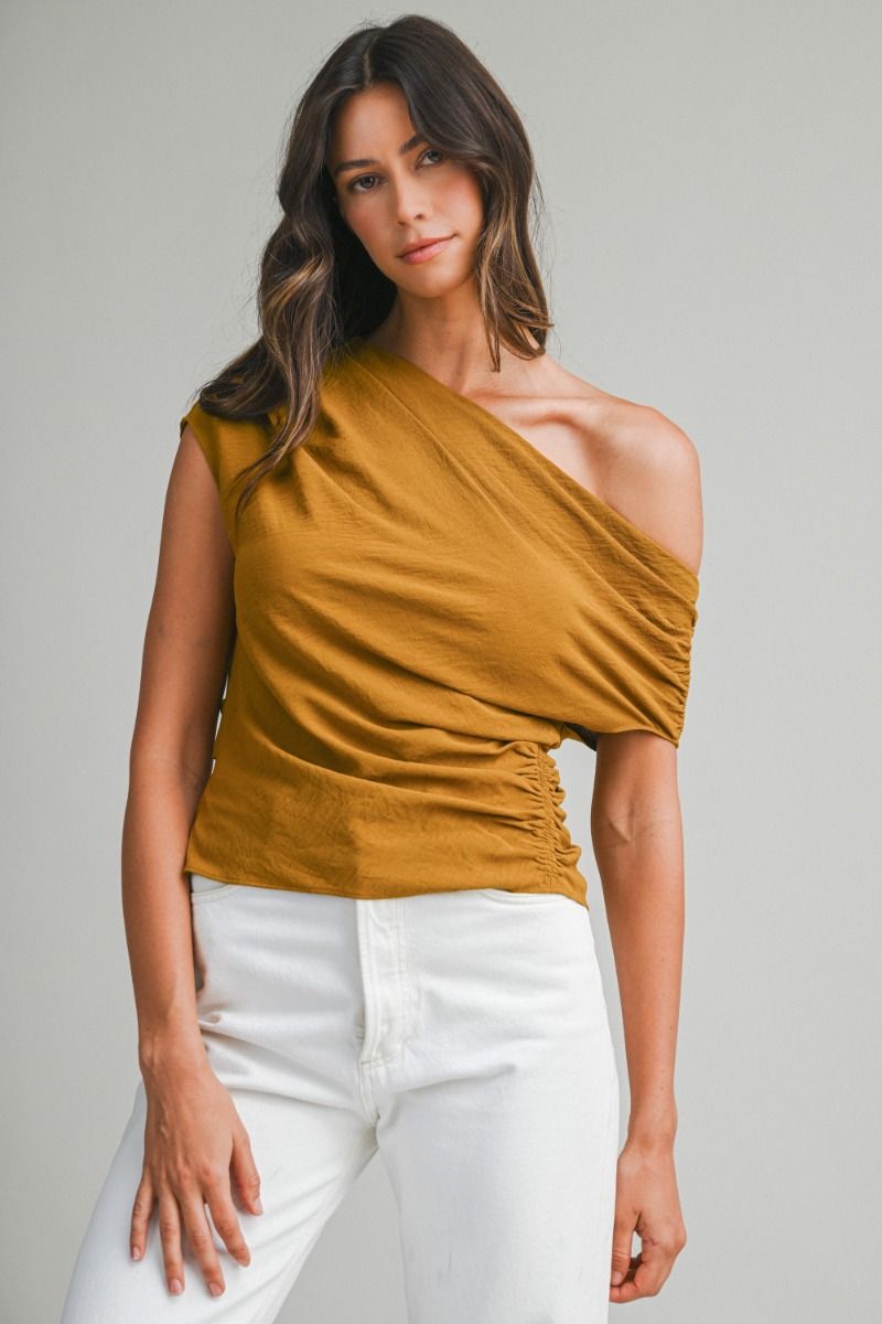 Mable Ruched One Shoulder Top