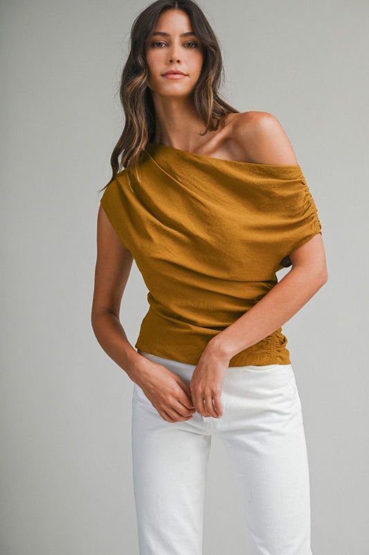 Mable Ruched One Shoulder Top