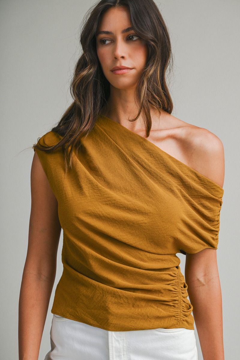 Mable Ruched One Shoulder Top
