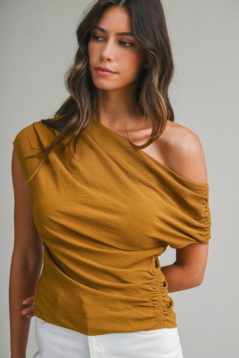 Mable Ruched One Shoulder Top