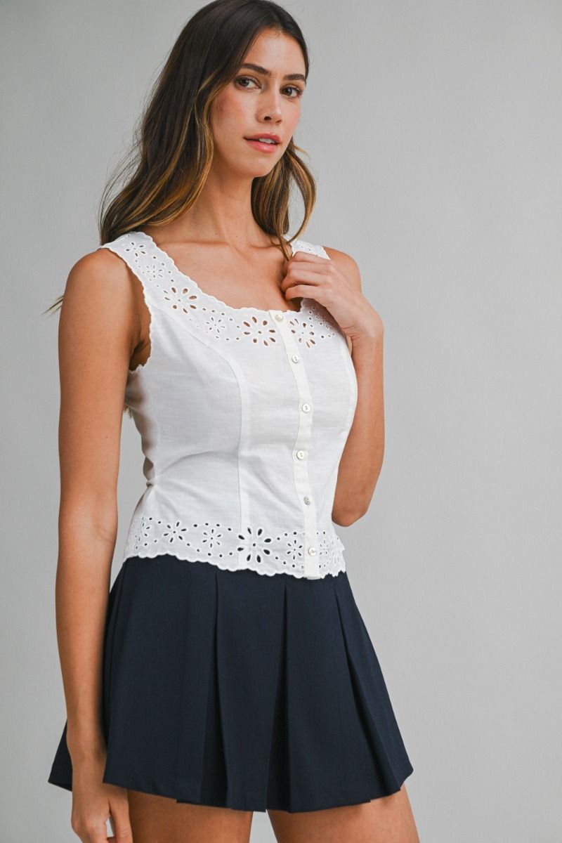 Mable Eyelet sleeveless Top