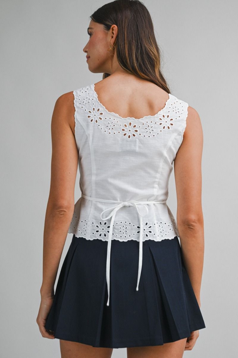 Mable Eyelet sleeveless Top