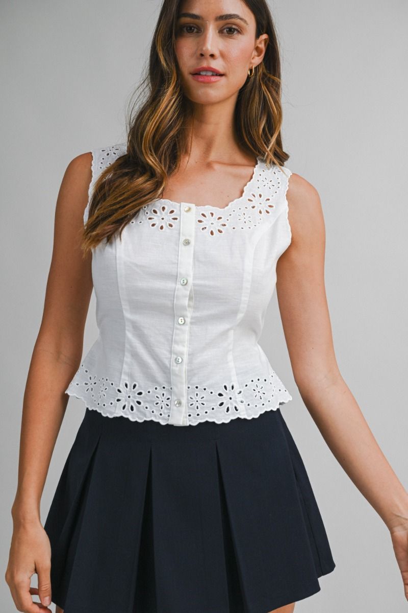 Mable Eyelet sleeveless Top