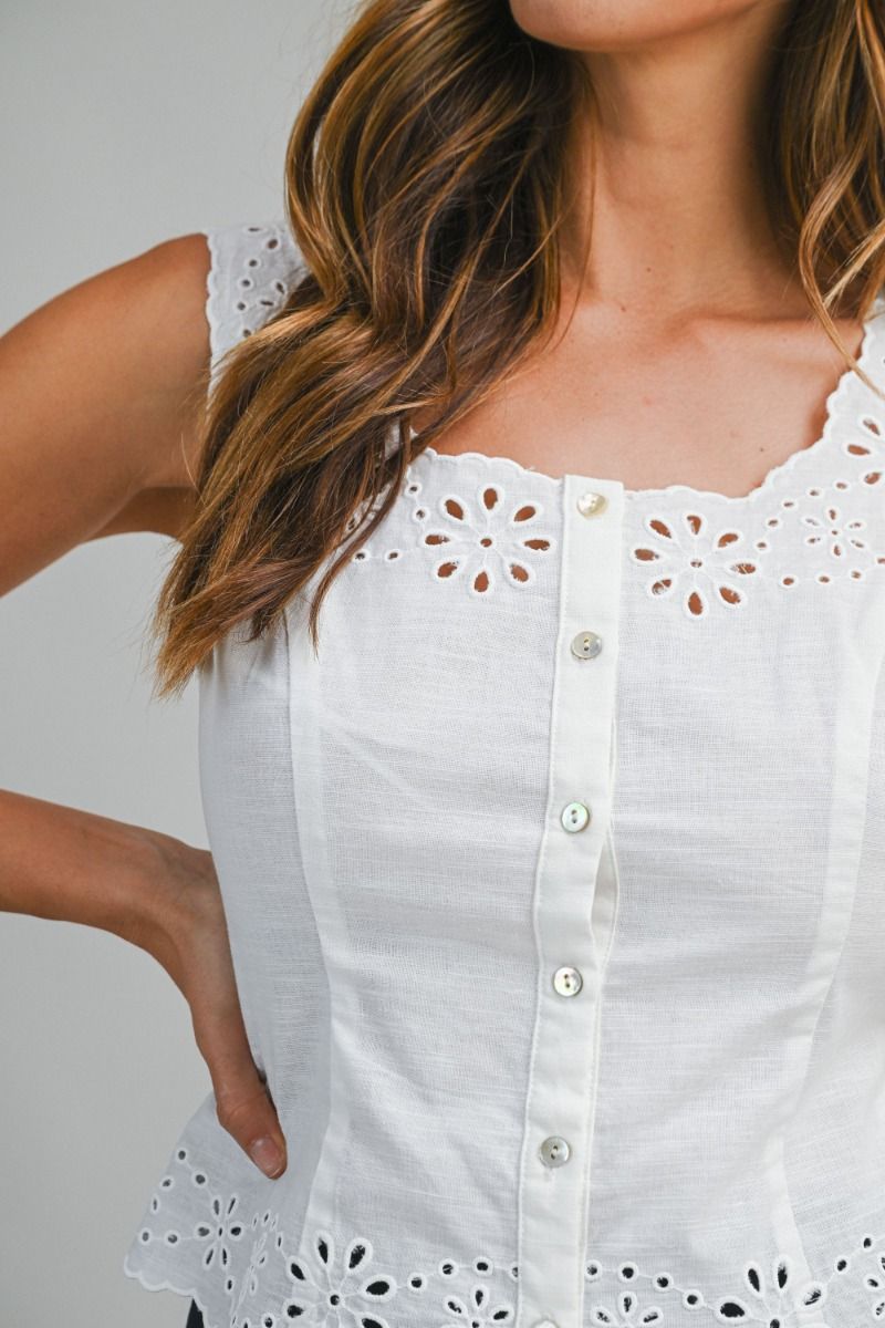 Mable Eyelet sleeveless Top
