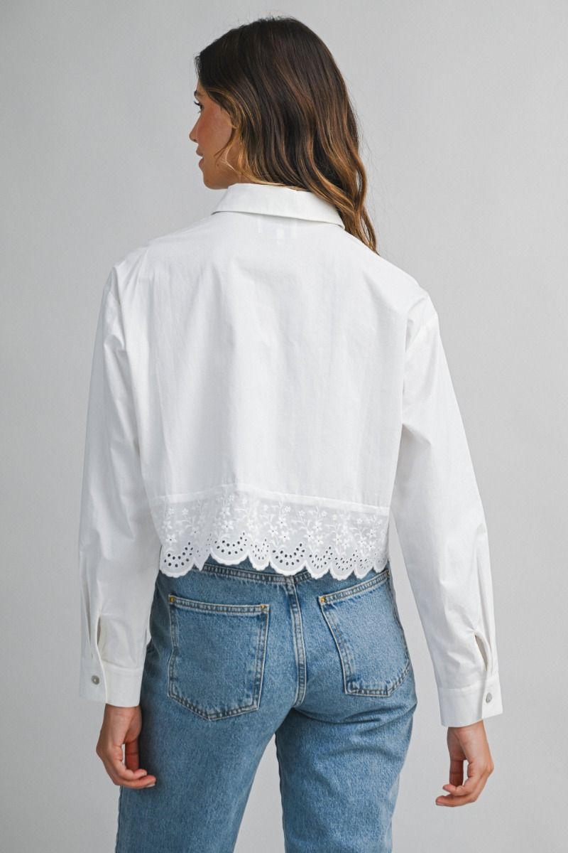 Mable Lace Trim Detail Poplin Shirt Top