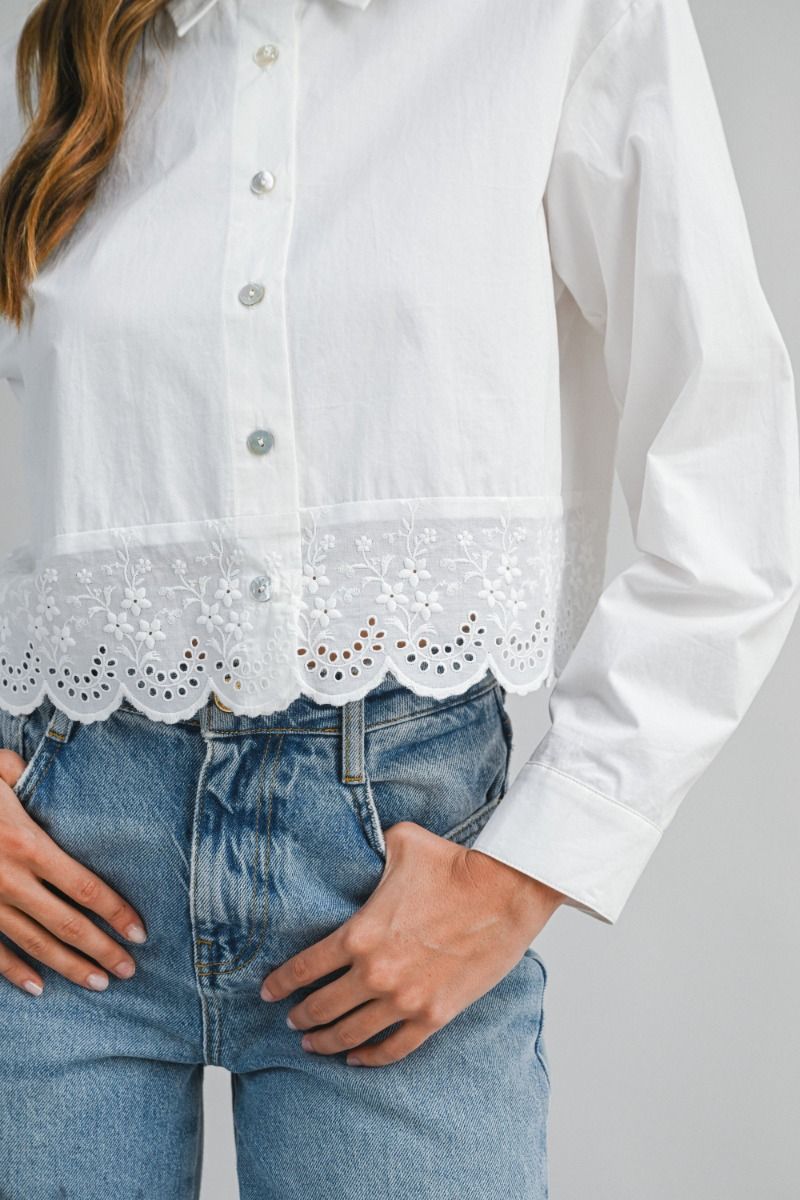 Mable Lace Trim Detail Poplin Shirt Top