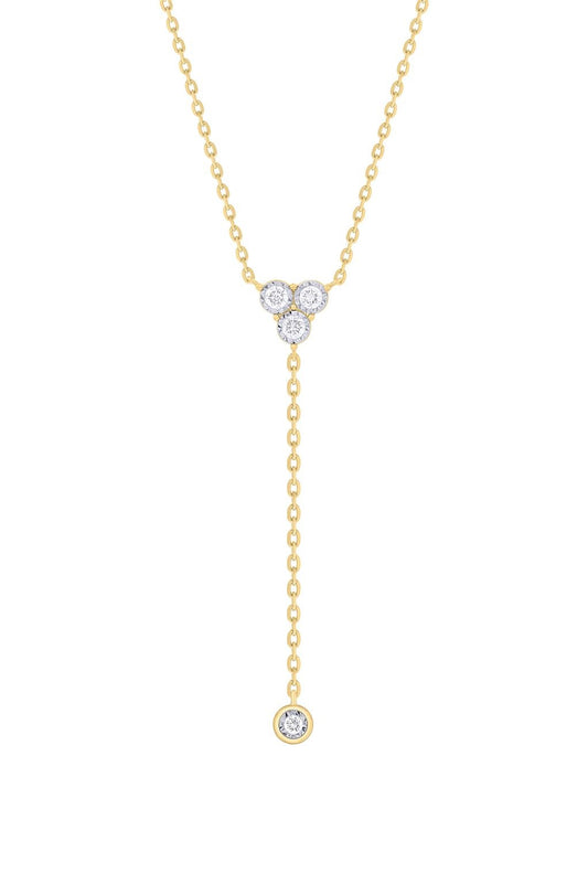 14k Yellow Gold Lariat Diamond Necklace