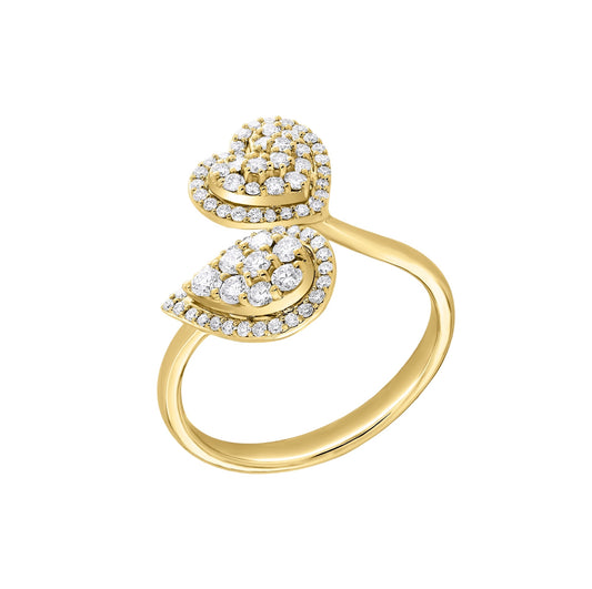 14K  Yellow Gold Heart and Pear Cluster Ring