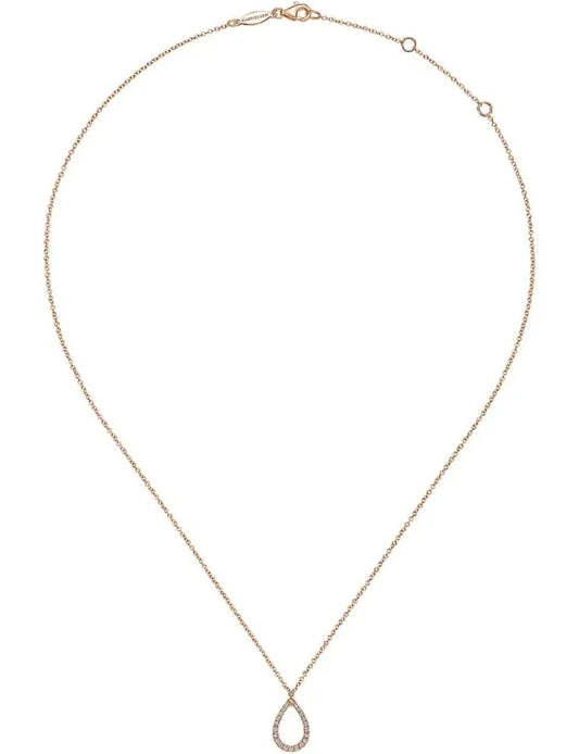 18K Pink Gold with Diamond Teardrop Necklace