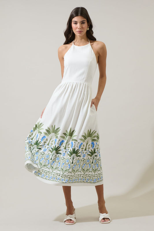 Sugarlips Senara Floral Tiny Halter Neck Midi Dress