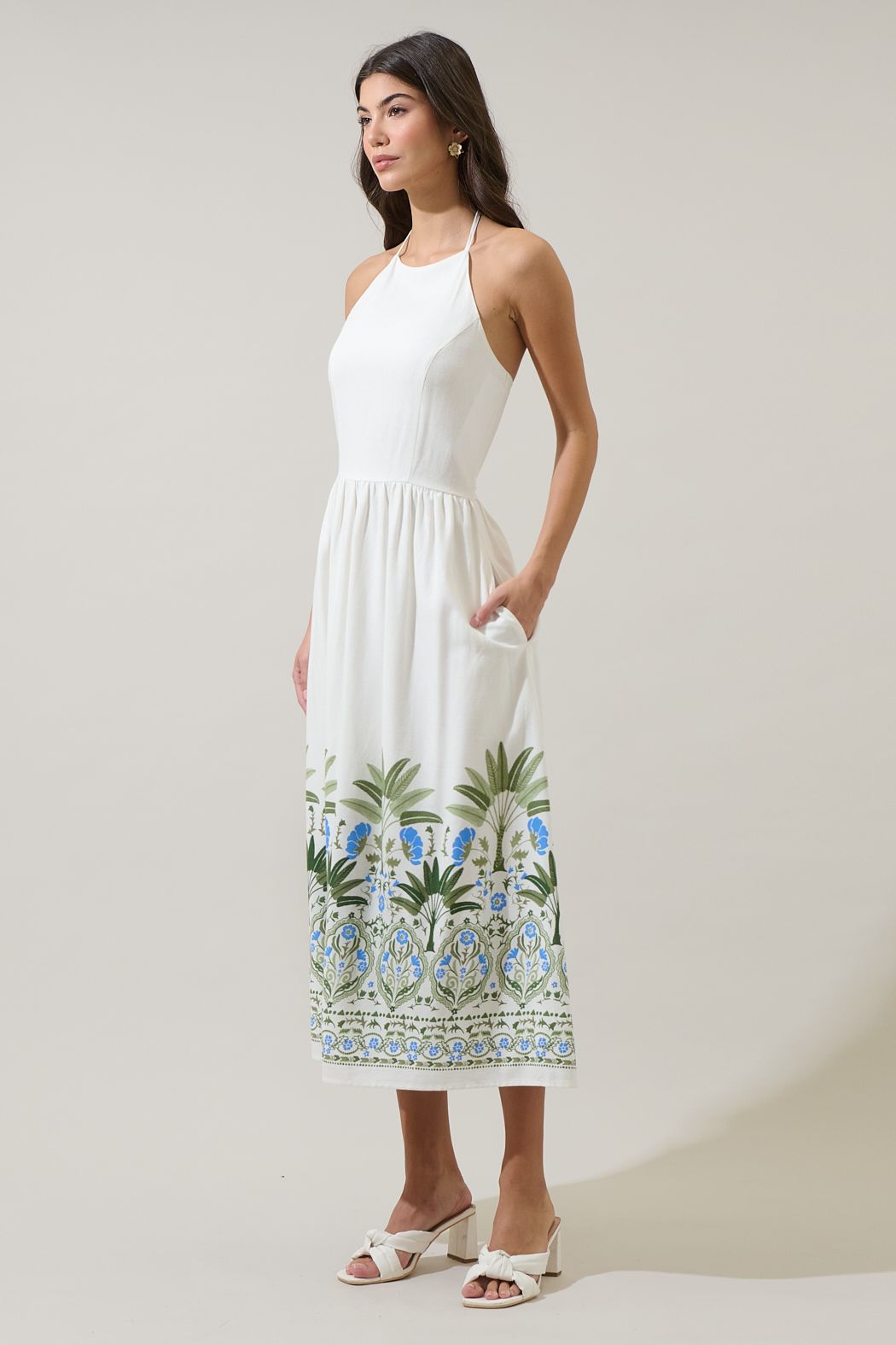 Sugarlips Senara Floral Tiny Halter Neck Midi Dress