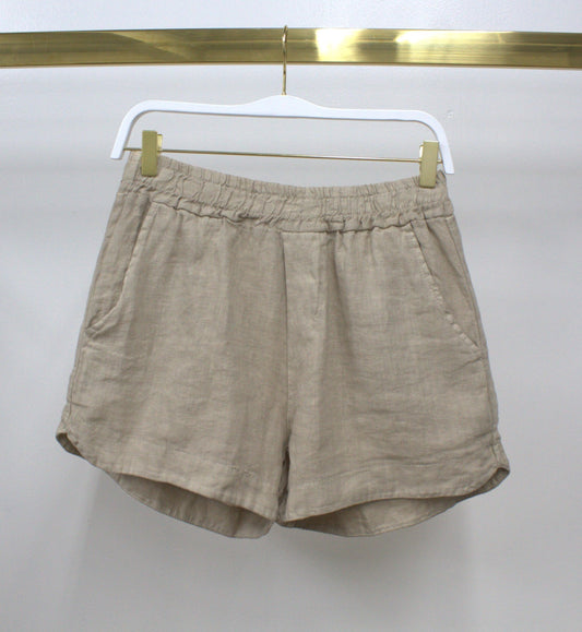Milio-Milano Waistband Linen Shorts with Pocket Bottom